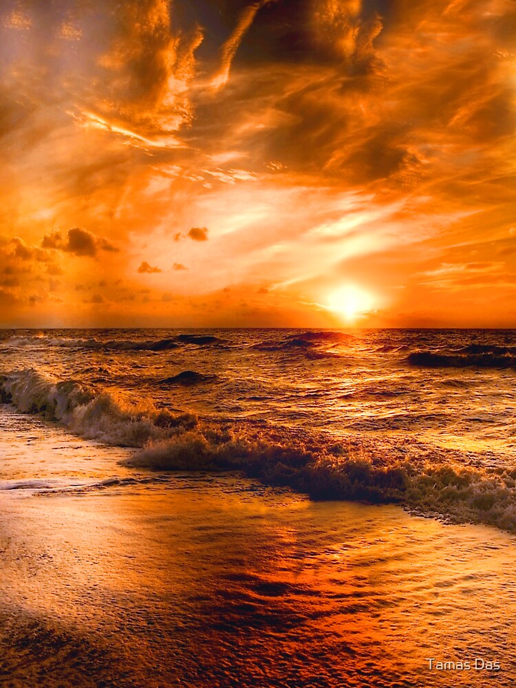 Yellow Orange Beach Sunset Sky,sunset sky, beautiful sunset sky, beach sunset, by Tamas Das T-Shirts, Hoodie,... (Image 3)