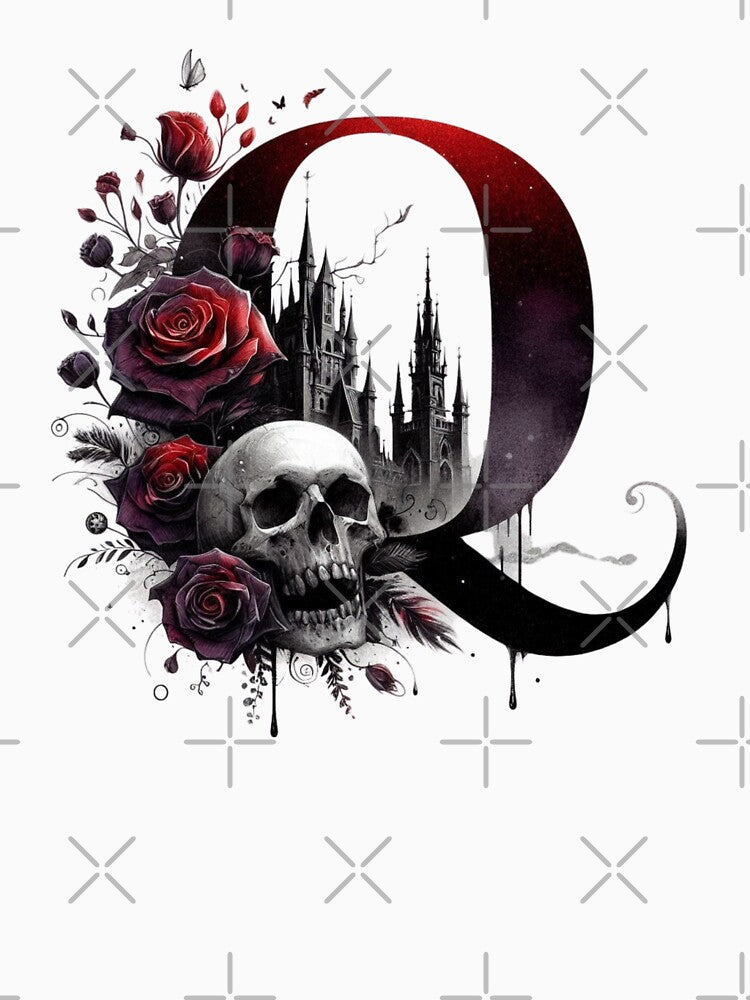 Gothic Halloween Skull and Roses Q by CultDigHoriz T-Shirts, Hoodie, Sweatshirt | BlankRebels.com (Image 3)