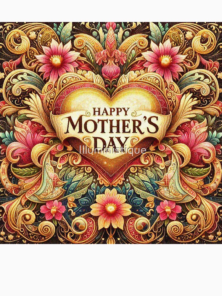 Gift for Mothers Mothers Day Gold Heart floral flower by Illuministique T-Shirts, Hoodie, Sweatshirt (Image 3)
