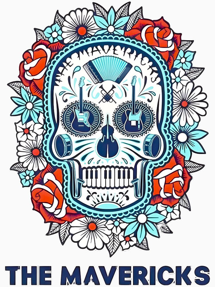 The Mavericks Sugar Skull Music Art By Merch, Limited Edition by TeresaSims T-Shirts, Hoodie, Sweatshirt (Image 3)