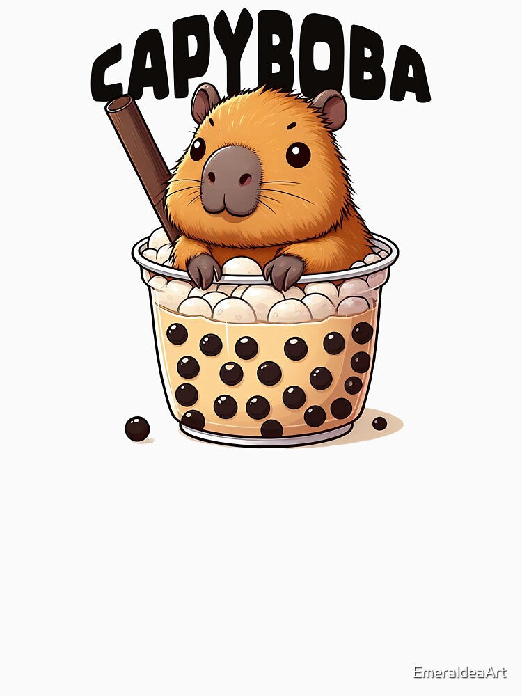 Capyboba – Cute Capybara in Bubble Tea by EmeraldeaArt T-Shirts, Hoodie, Sweatshirt | BlankRebels.com (Image 2)