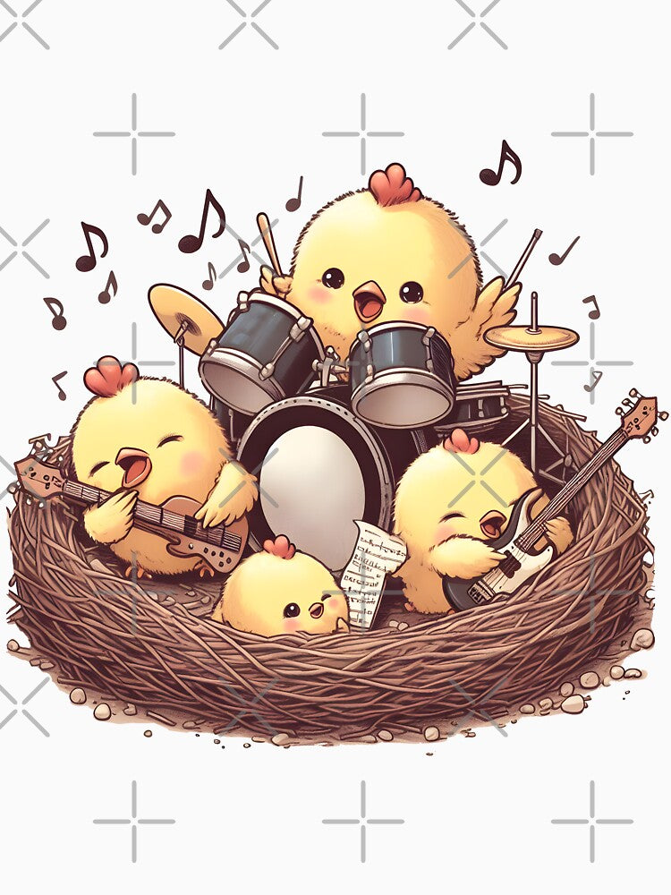 Cute Baby Chicken Rockstar Band by İlker Berk Ergan T-Shirts, Hoodie, Sweatshirt | BlankRebels.com (Image 3)