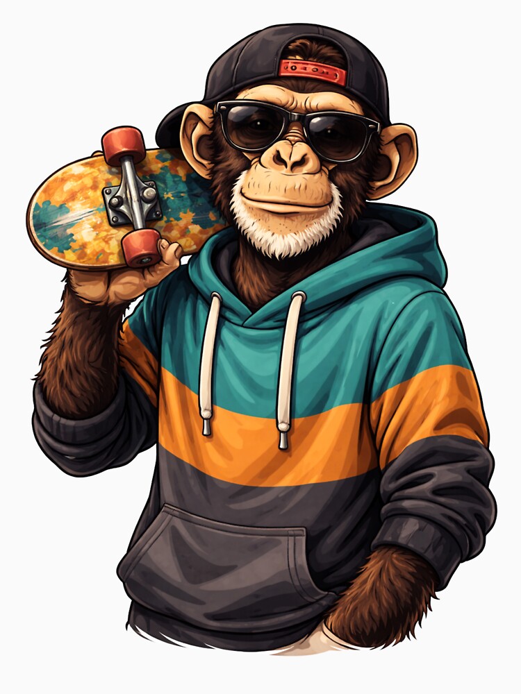 Cool Skateboard Monkey – Urban Streetwear Skater Lifestyle Animal Art by ColorSplash123 T-Shirts, Hoodie,... (Image 3)