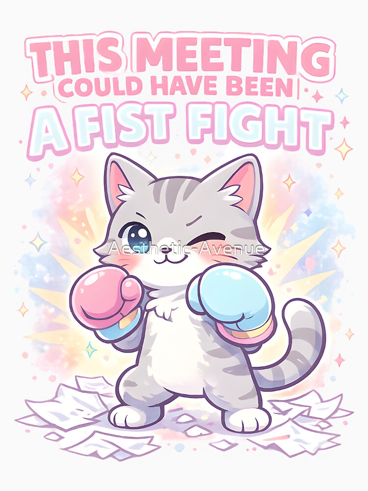 Funny Meeting Quote with Cute Boxing Cat – This Meeting Could Have Been a Fistfight by Aesthetic-Avenue... (Image 3)