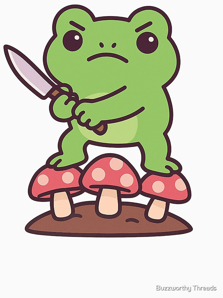 Funny Frog with Knife Meme – Cute but Dangerous by Buzzworthy Threads T-Shirts, Hoodie, Sweatshirt (Image 3)