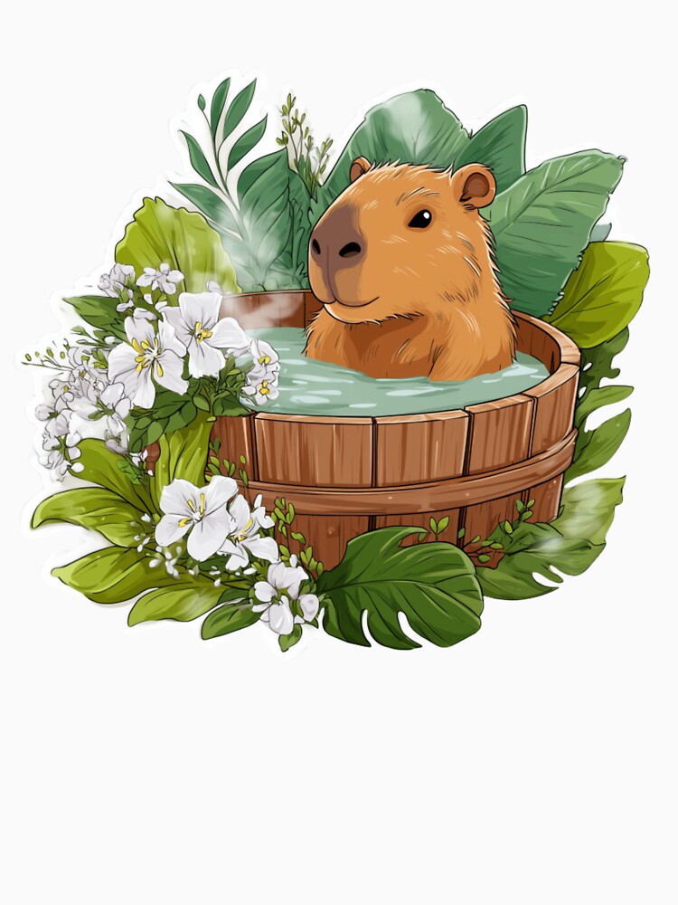 Elegant Capybara Soaking in Jungle Spa by Liseri T-Shirts, Hoodie, Sweatshirt | BlankRebels.com (Image 3)
