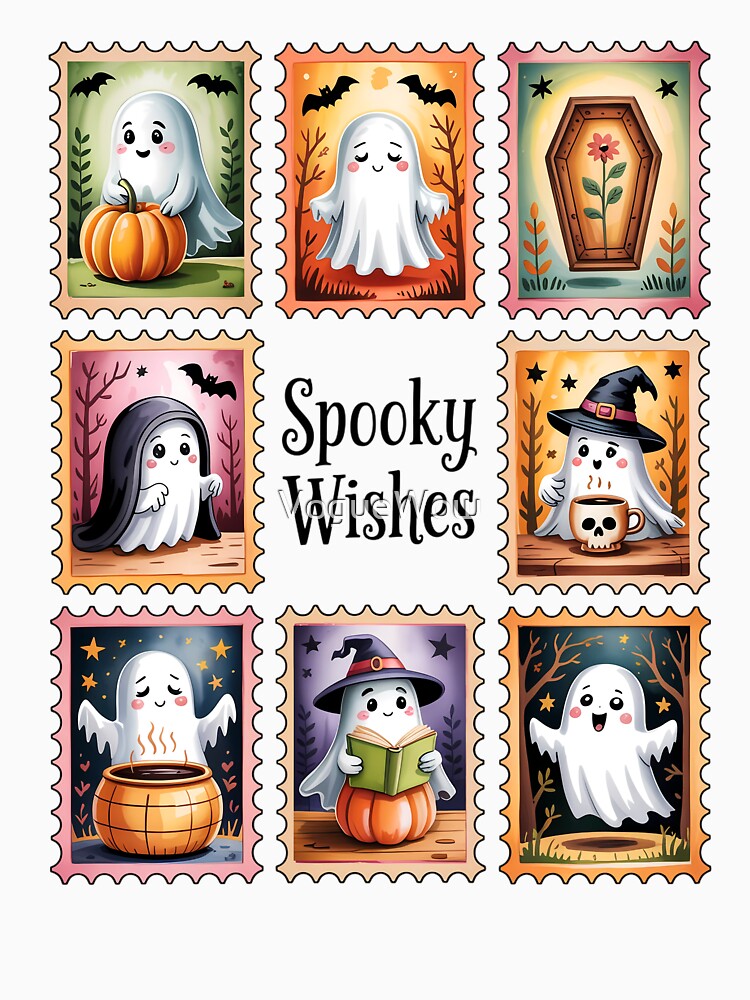 Retro Ghost Postage Stamp Halloween – T Shirt, Sticker, Phone Case, Hoodie by VogueWow Sweatshirt | BlankRebels.com (Image 3)