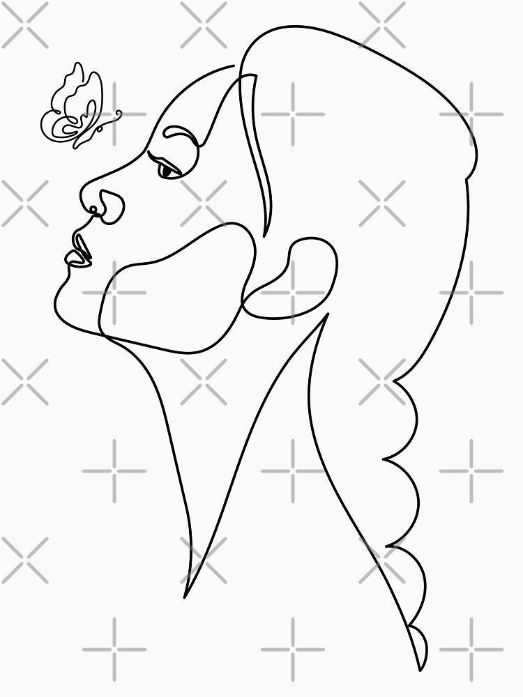Woman Looking at a Butterfly by One-Line-Artist T-Shirts, Hoodie, Sweatshirt | BlankRebels.com (Image 3)