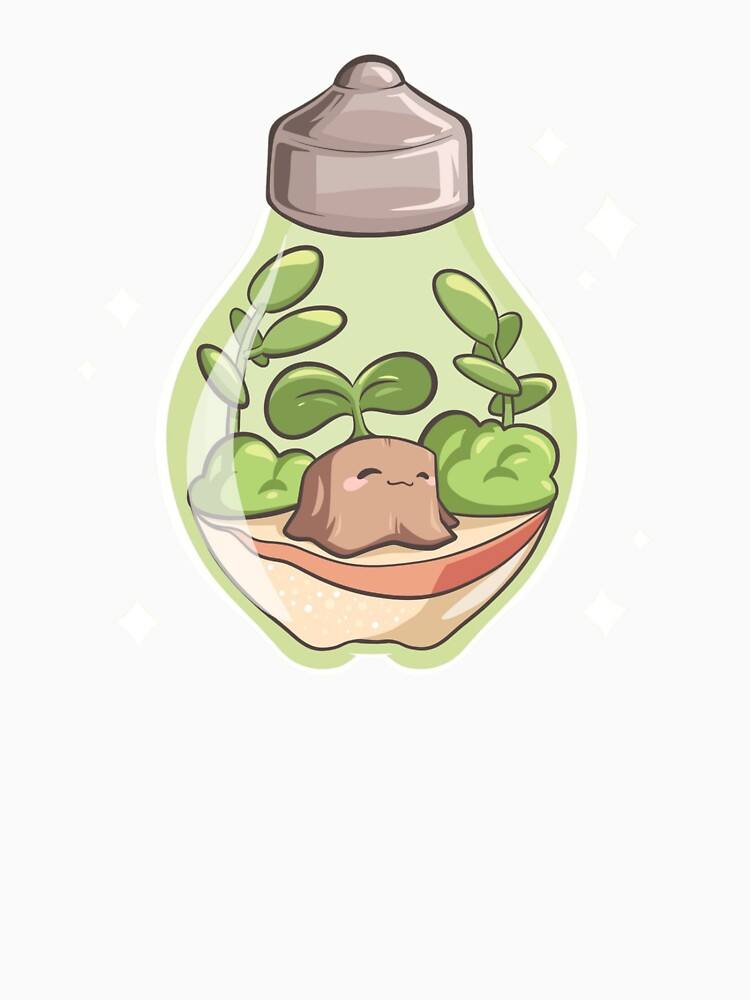 Cute kawaii light bulb with a terrarium inside and with a small stump by IKKawaii