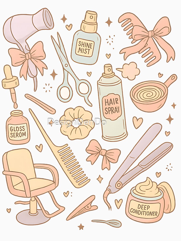 Hairstylist Doodles, Doodle Art Design, Hairdresser, Hand Drawn by DesignDenDo ⭐⭐⭐⭐⭐ T-Shirts, Hoodie, Sweatshirt (Image 3)