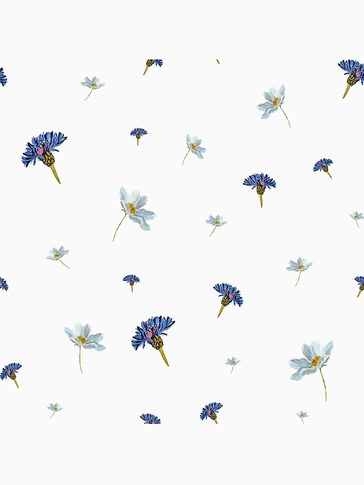 Flower Blue Daisy Pattern Seamless Watercolor Yana Mustafina Boho Soulful T-Shirts, Hoodie, Sweatshirt