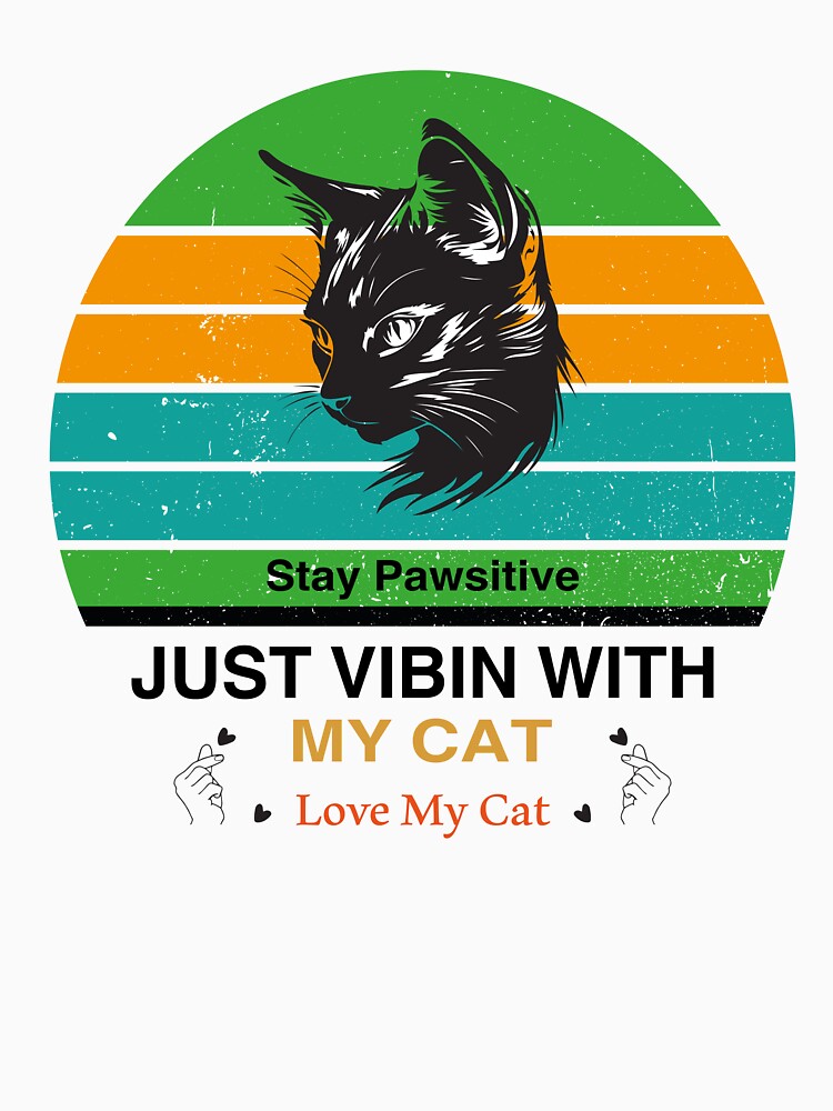 Stay Pawsitive Retro Cat | Cute Vintage Cat Lover T-Shirt by Omar Street Art