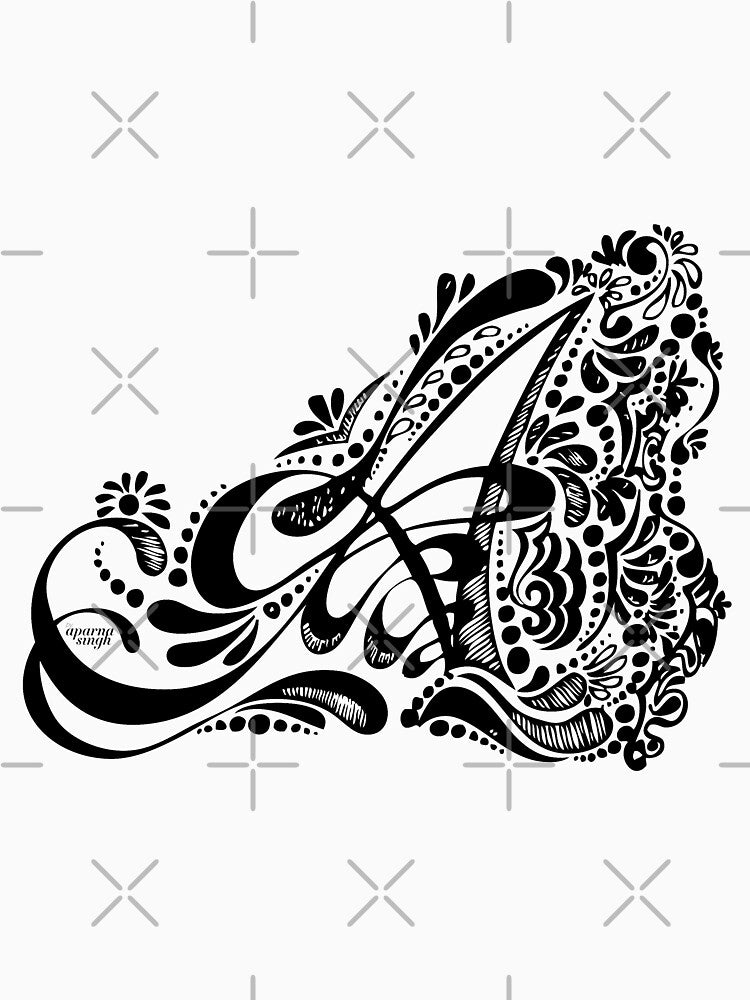 A - Monogram Henna Artwork Pattern by mydoodlesateme T-Shirts, Hoodie, Sweatshirt | BlankRebels.com (Image 3)