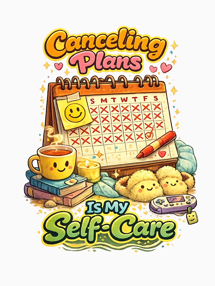 Canceling Plans Is My Self-Care – Funny Introvert Calendar Illustration by StrayaDesign T-Shirts, Hoodie,... (Image 3)