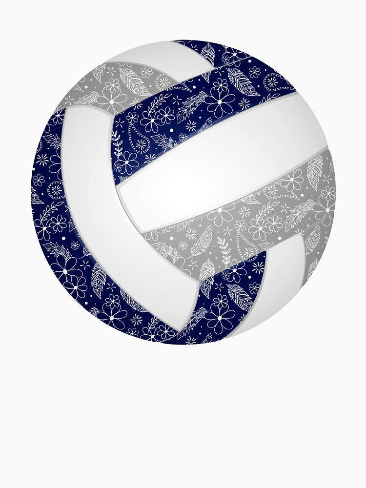 Boho feathers paisleys navy blue gray volleyball by katzdzynes