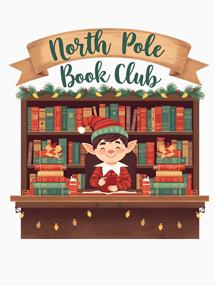 North Pole Book Club T-Shirt, Christmas Book Lover Tee, Cozy Holiday Reading Sweatshirt, Bookworm Santa Gift... (Image 3)
