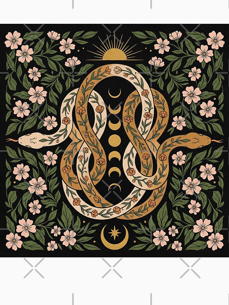 Mystical Intertwined Snakes with Sun and Moon Phases by zzz888 T-Shirts, Hoodie, Sweatshirt | BlankRebels.com (Image 3)