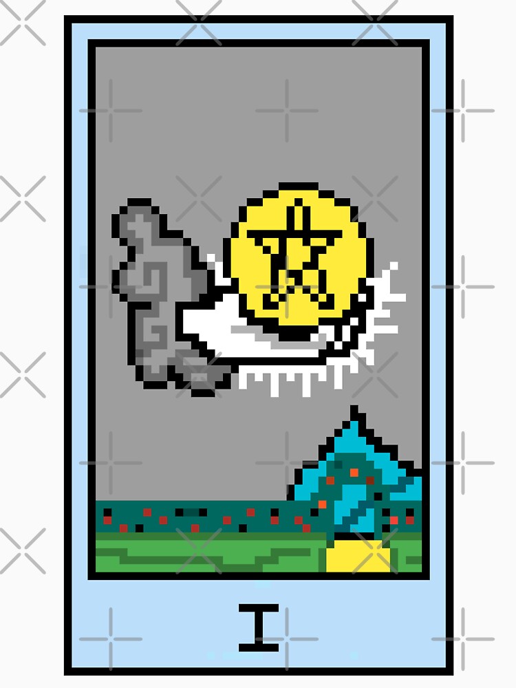 Wait, is this pixel art tarot? Yellow - Minor Arcana 'Ace of Pentacles' (Design for T-shirt, stickers and other... (Image 3)