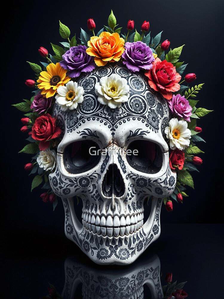 Porcelain Skull Blooming with Roses by Grafititee T-Shirts, Hoodie, Sweatshirt | BlankRebels.com (Image 3)