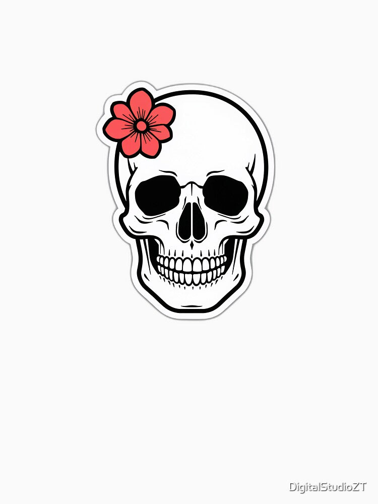 Floral Skull Illustration With Red Flower by DigitalStudioZT T-Shirts, Hoodie, Sweatshirt | BlankRebels.com (Image 3)