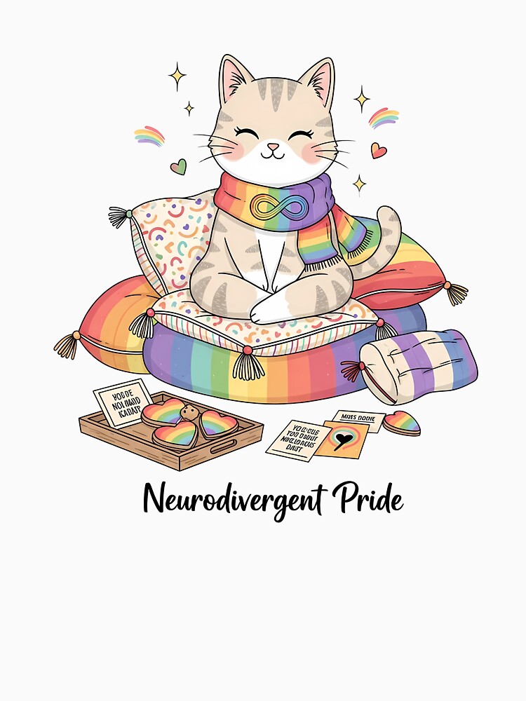 Neurodivergent Pride Rainbow Cat Infinity Symbol by DESIGNPP T-Shirts, Hoodie, Sweatshirt | BlankRebels.com (Image 3)