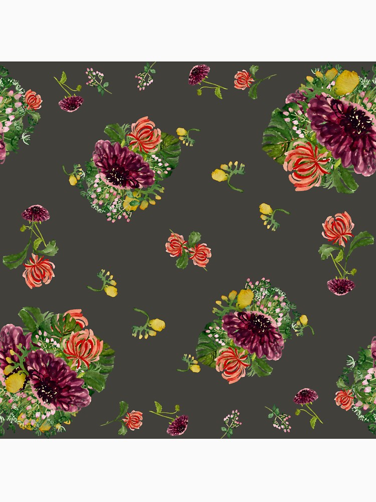 Dahlia palm flower pattern a watercolor grey by Yana Mustafina | Boho Soulful Designs T-Shirts, Hoodie, Sweatshirt (Image 3)