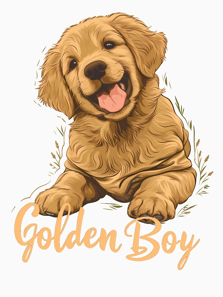 Golden retriever boy happy dog pet smile portrait for mom or dad parent, children owner by PictureUp T-Shirts,... (Image 3)