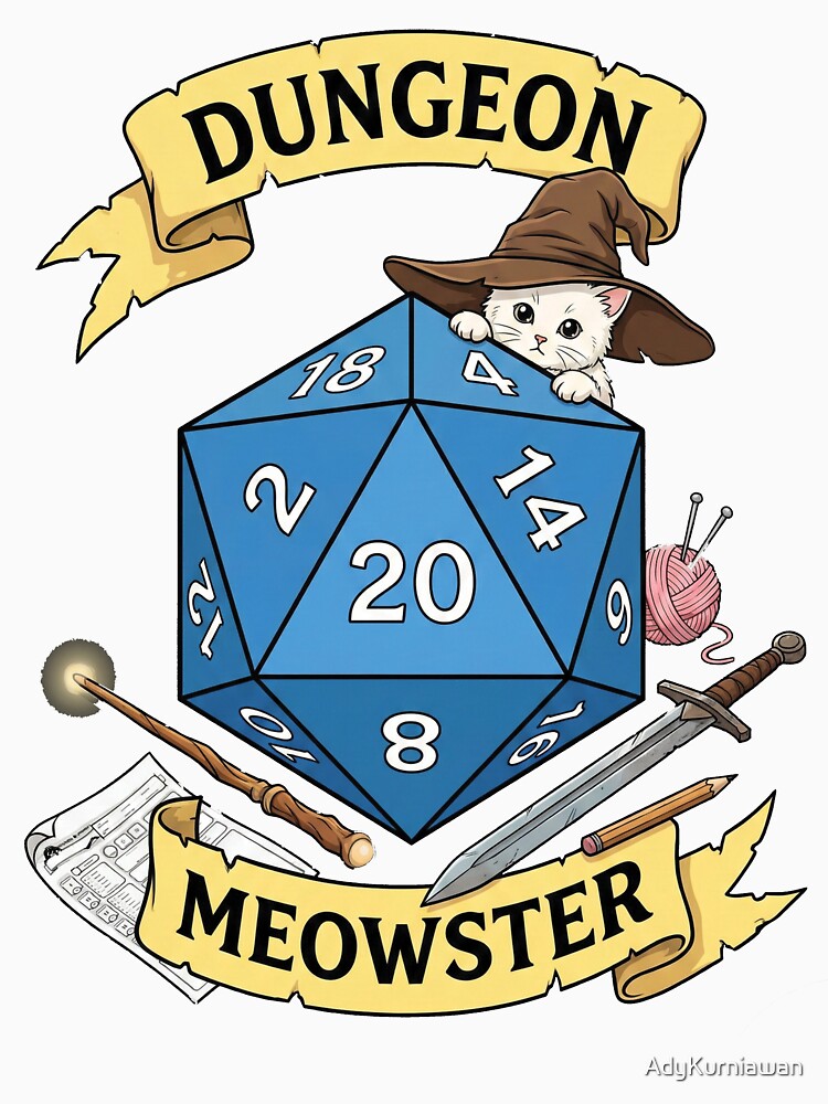 Dungeon Meowster TTRPG Cat by AdyKurniawan T-Shirts, Hoodie, Sweatshirt | BlankRebels.com (Image 3)