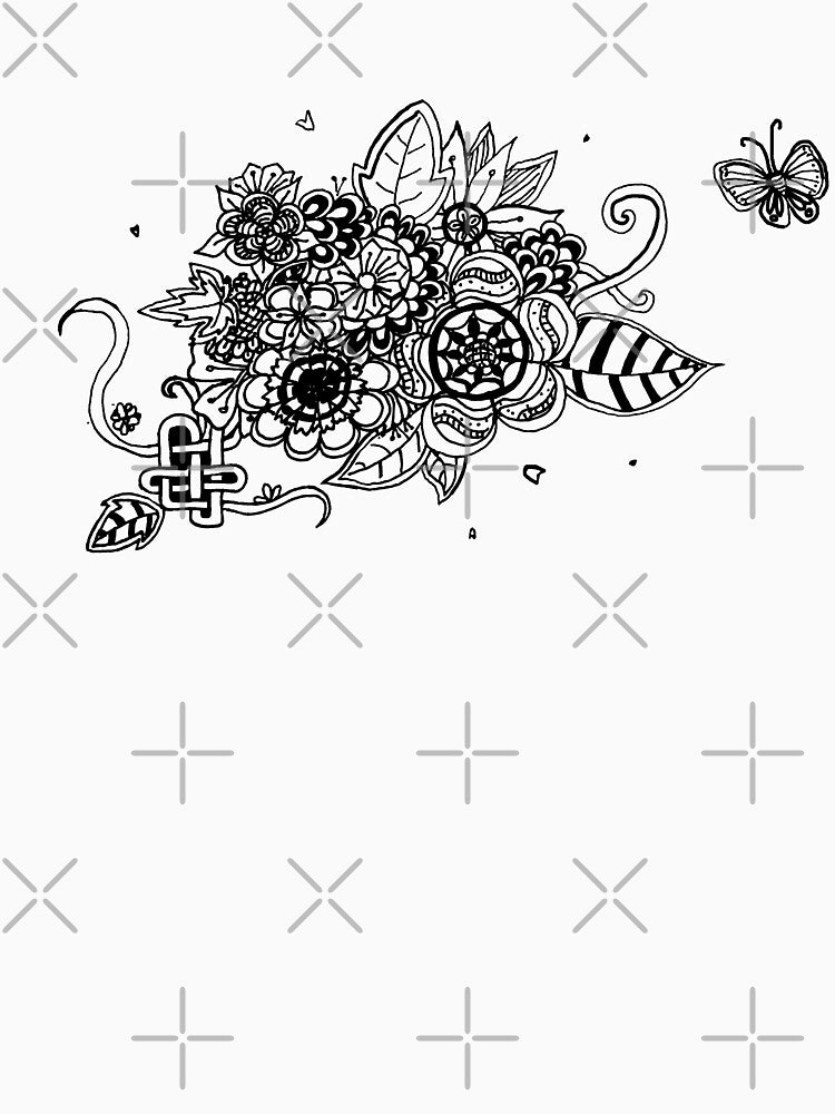 Flower garden - Black (Zentangle/ Doodle/ Mandala) by CreativityRoams T-Shirts, Hoodie, Sweatshirt (Image 3)