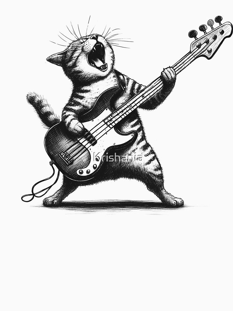Cat Playing Bass Guitar Lover Cat Bassist Kimberley King Art King Art T-Shirts, Hoodie, Sweatshirt