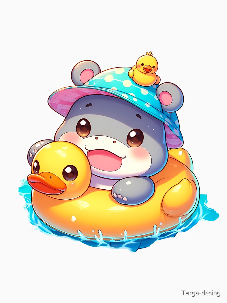 cute Hippo in the Pool with Duck Float by Targa-desing T-Shirts, Hoodie, Sweatshirt | BlankRebels.com (Image 3)