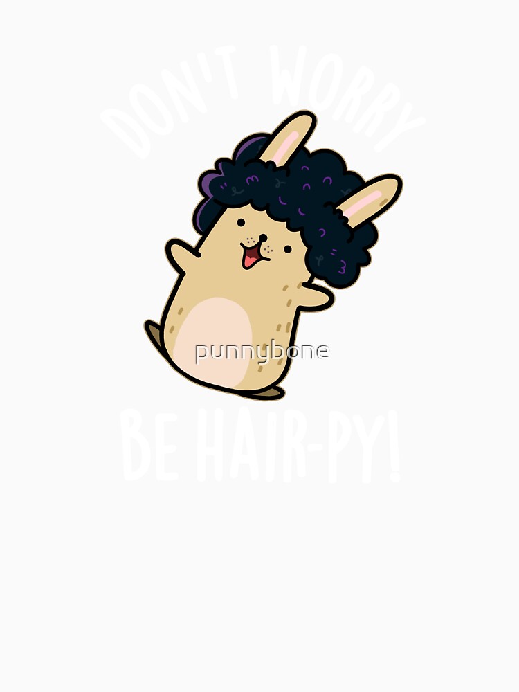 Don't Worry Be Hair-py Funny Hair Puns (Dark BG) by punnybone