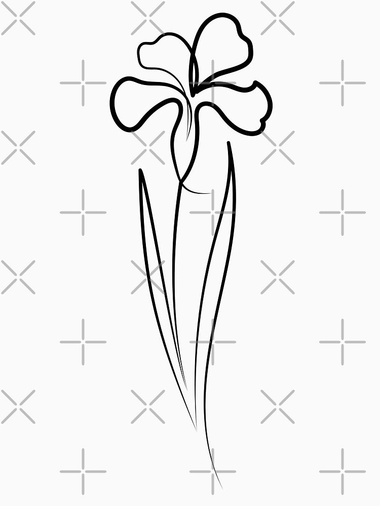 Iris Flower Minimal art | One Line Drawing | One Line Art by One-Line-Artist T-Shirts, Hoodie, Sweatshirt (Image 3)