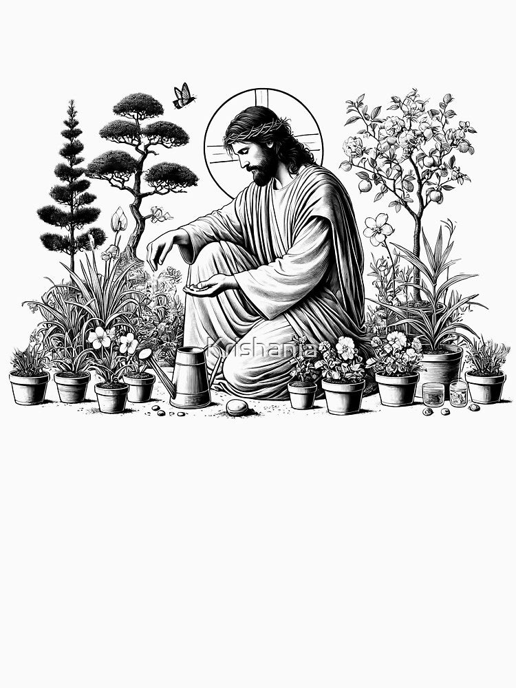Jesus Gardening Botanical Aesthetic Plant Lover Christian Faith Gardener by Kimberley King Art  King Art... (Image 3)