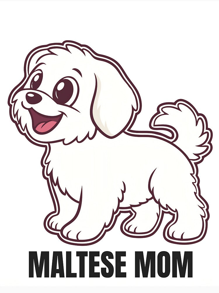 Maltese Mom Cute Dog Illustration by Pawcrafted