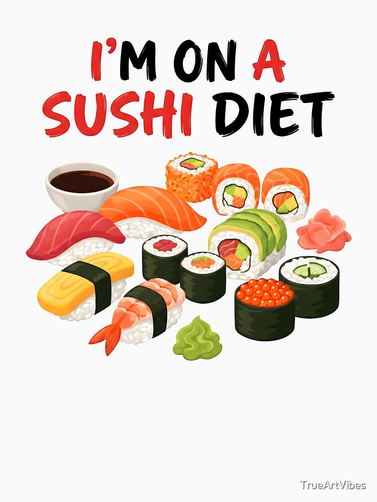 sushi, Japanese, kawaii, salmon, foodie, fish, sushi roll by TrueArtVibes T-Shirts, Hoodie, Sweatshirt (Image 3)