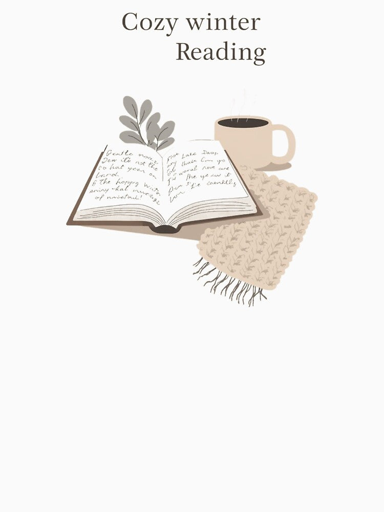 Cozy winter reading, books lovers, Minimalist winter illustration by YvkafromPoland T-Shirts, Hoodie, Sweatshirt (Image 3)