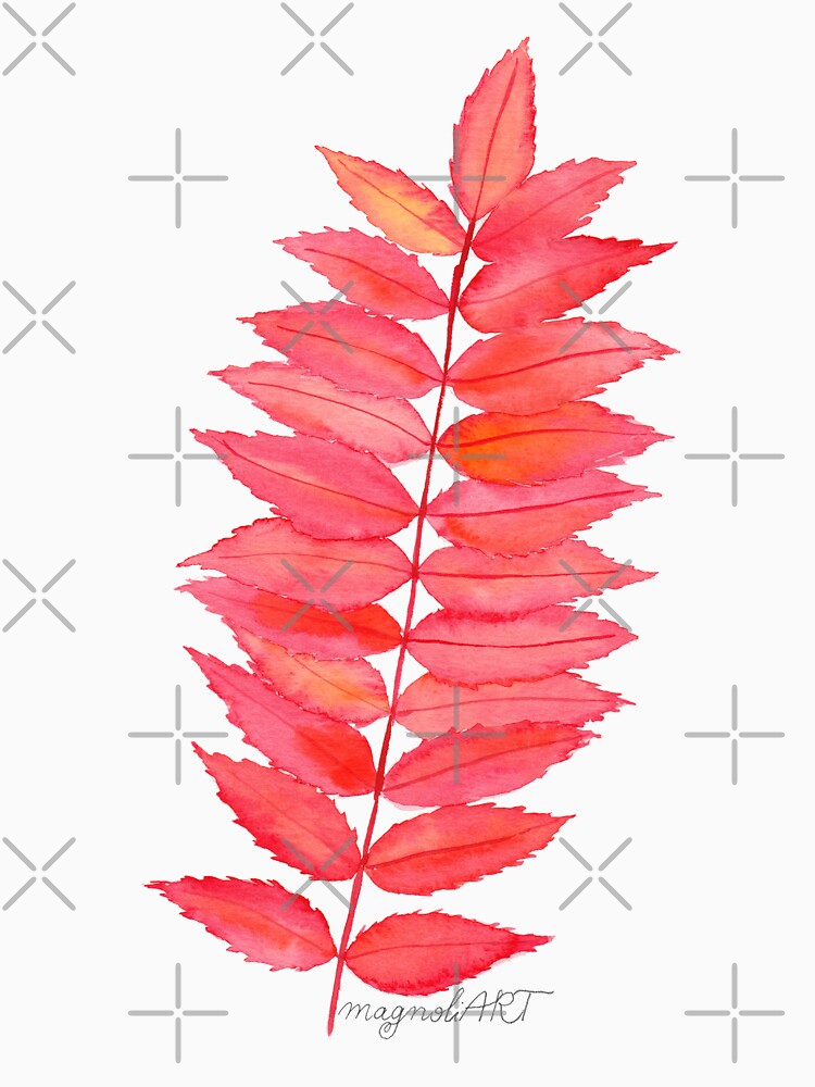 Red Staghorn sumac leaves, botanical watercolor by magnoliART botanical_kata T-Shirts, Hoodie, Sweatshirt (Image 3)