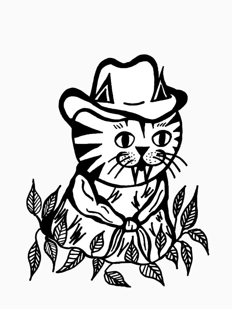 Cowboy Hat Kitty Cat Greyscale Tattoo Style by KayTurtless T-Shirts, Hoodie, Sweatshirt | BlankRebels.com (Image 3)