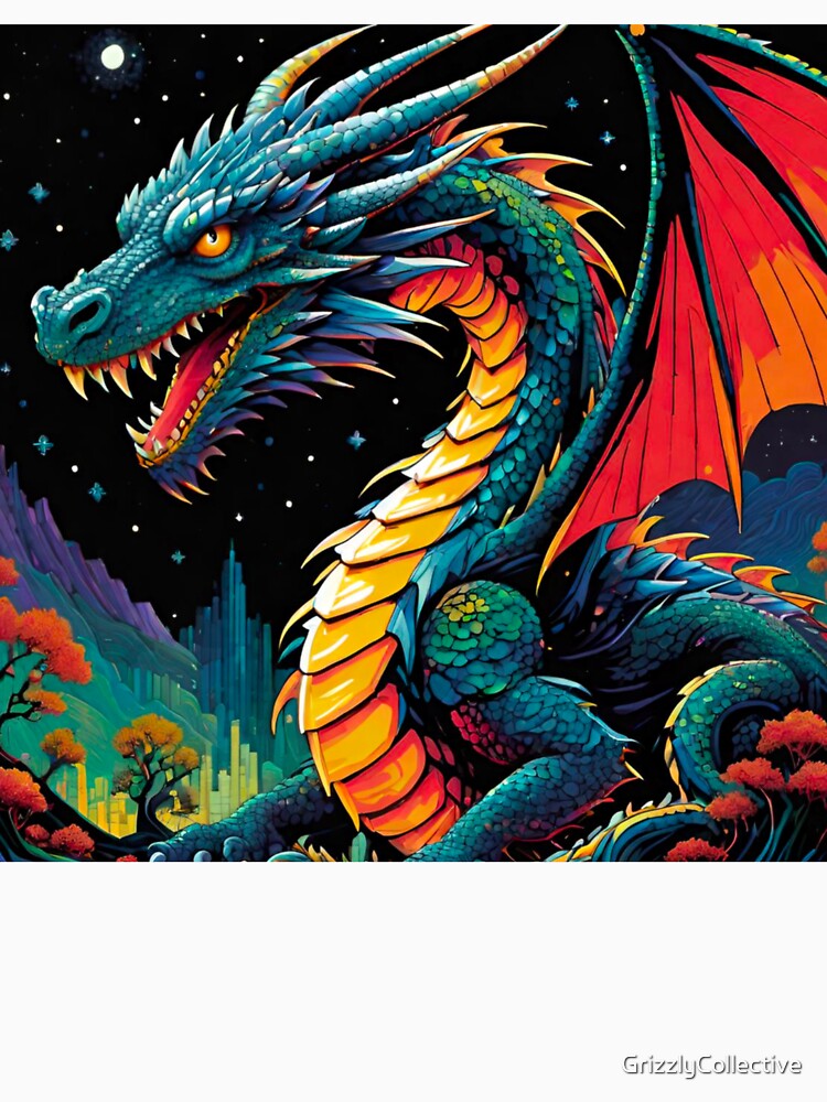 Vibrant and Detailed Dragon in Full Glory by GrizzlyCollective T-Shirts, Hoodie, Sweatshirt | BlankRebels.com (Image 3)