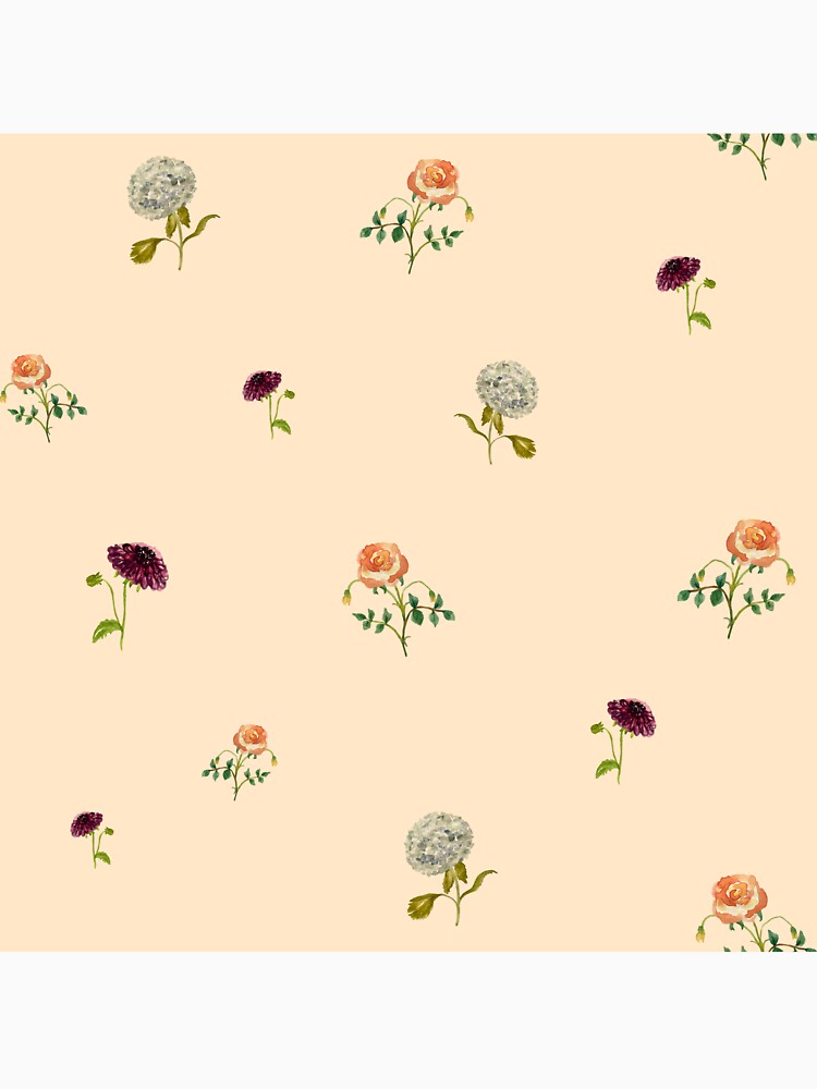 Dahlia hydrangea rose pattern cute a watercolor beige by Yana Mustafina | Boho Soulful Designs T-Shirts,... (Image 3)