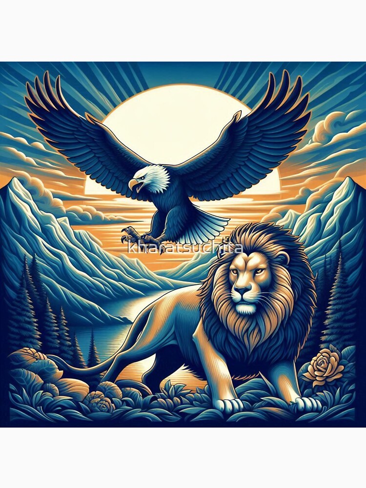 Eagle & Lion in Mountain by kharatsuchita T-Shirts, Hoodie, Sweatshirt | BlankRebels.com (Image 3)