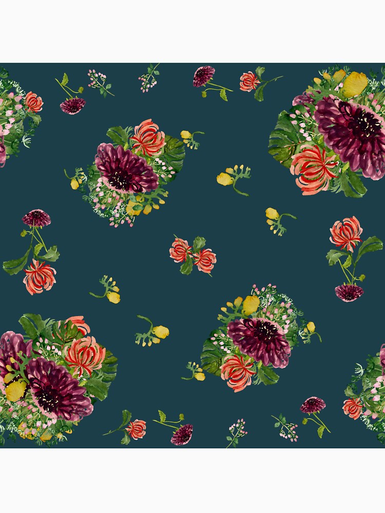 Dahlia palm flower pattern a watercolor turquoise by Yana Mustafina | Boho Soulful Designs T-Shirts, Hoodie,... (Image 3)