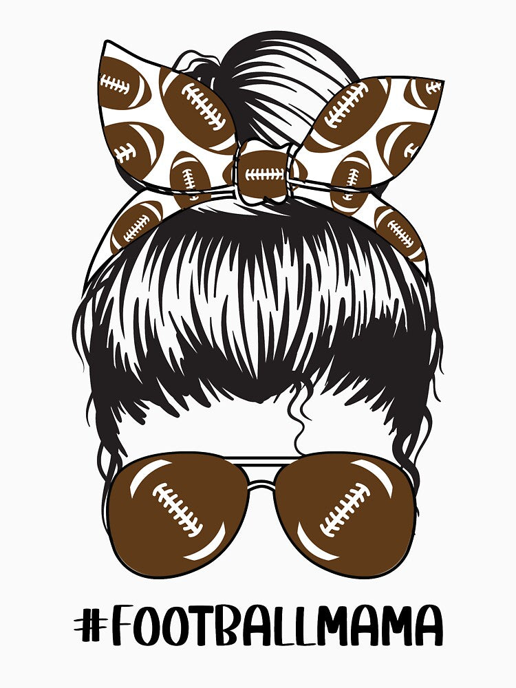 Football Mama Funny Mom Messy Bun Skull Foot Women Mothers Day by clothesy7 T-Shirts, Hoodie, Sweatshirt (Image 3)
