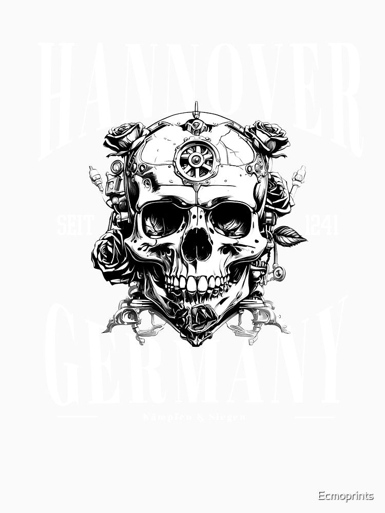Hannover lettering with skull by Ecmoprints