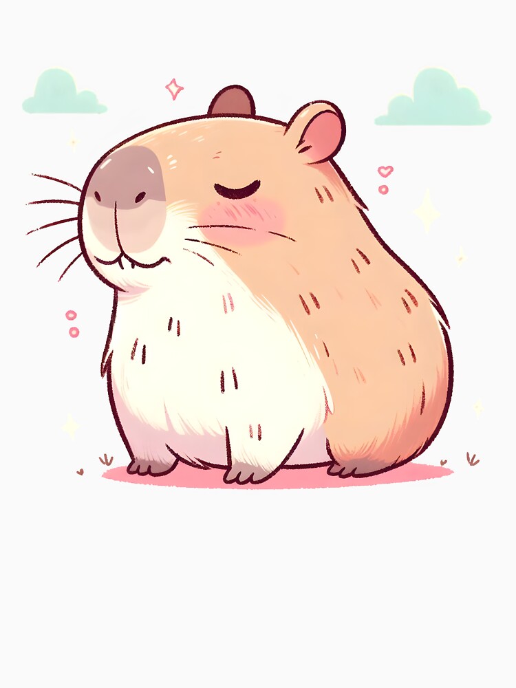 Cute Relaxing Capybara - Kawaii Chibi Animal Illustration by AdorablyWild T-Shirts, Hoodie, Sweatshirt (Image 3)