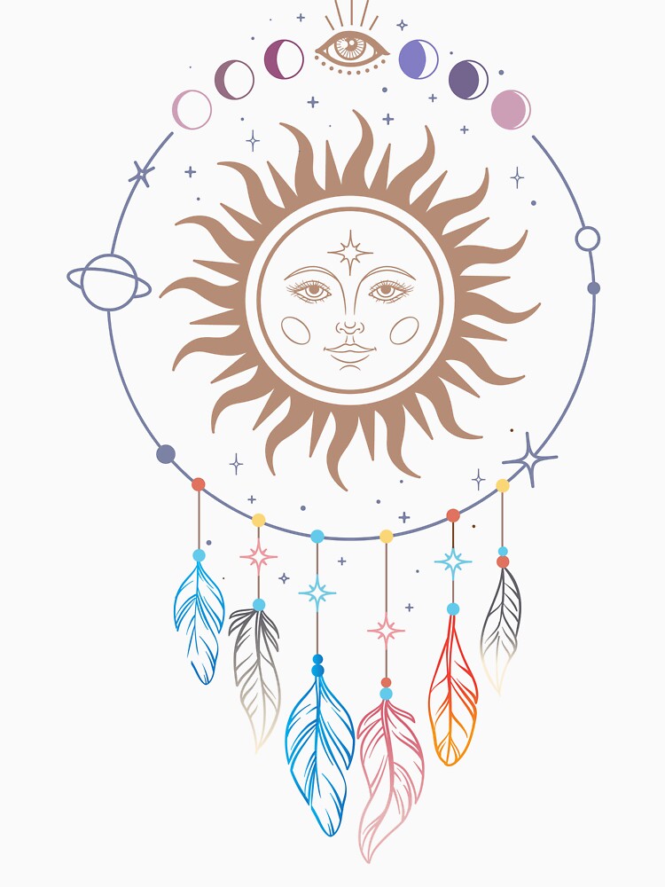 Celestial Sun with Hanging Feathers by 397HOUSE Your happy time T-Shirts, Hoodie, Sweatshirt | BlankRebels.com (Image 3)
