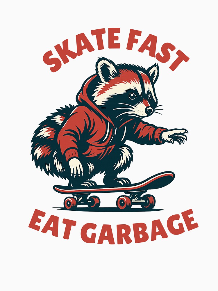 Funny Raccoon Skateboarder – Skate Fast Eat Garbage Tee by Alchemythreadstore Hoodie, Sweatshirt | BlankRebels.com (Image 3)