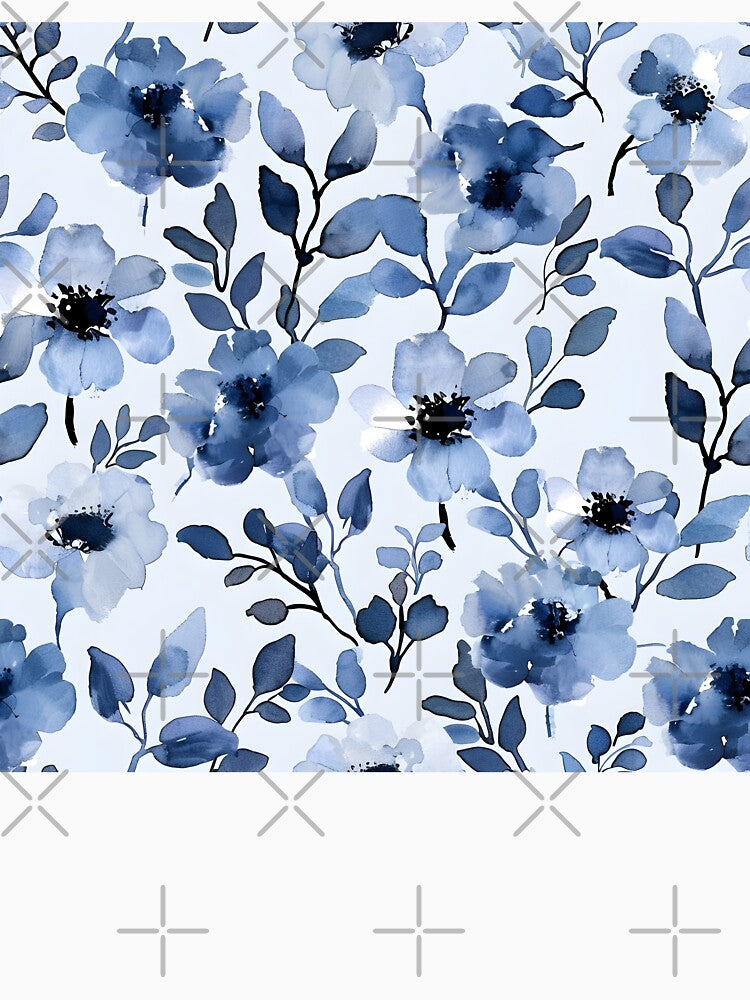 seamless watercolor blue flower print by dcrc