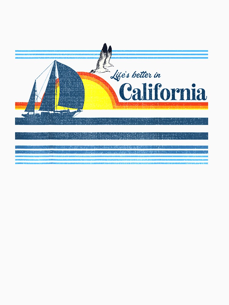 California beach Retro 70s 80s 90s Sailing Boat Sunset Surf by qrduubp320 T-Shirts, Hoodie, Sweatshirt (Image 3)